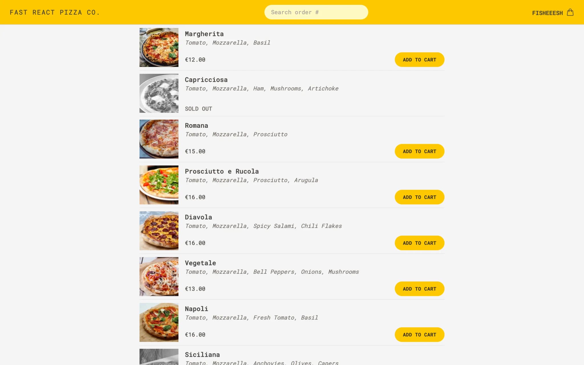 An image of the Fast React Pizza project.